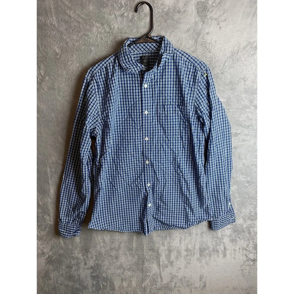 Gap Lived-In Men's M Blue Multicolor Cotton Long Sleeve Shirt